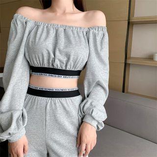 Off-shoulder Cropped Sweatshirt / Wide Leg Pants