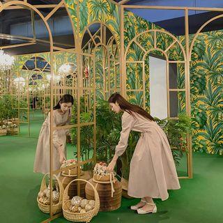 Flared Midi Shirtwaist Dress Beige - One Size