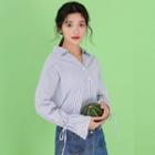 V-neck Tie Cuff Shirt