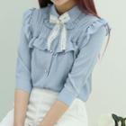 Frill-trim Blouse With Ribbon