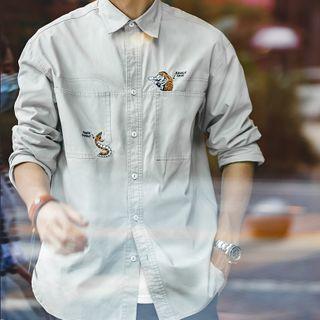 Tiger & Snake Embroidered Long-sleeve Shirt