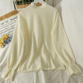 Argyle Mock-neck Lace Top