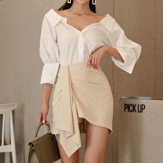 Set: Off-shoulder Shirt + Mini Skirt