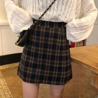 High-waist A-line Plaid Skirt