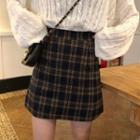 High-waist A-line Plaid Skirt
