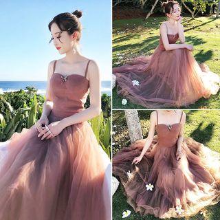Spaghetti Strap Mesh Maxi Dress