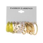 5 Pair Set: Faux Pearl / Alloy Earring (various Designs) Set Of 5 Pairs - 54678 - Gold - One Size