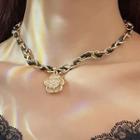 Flower Pendant Faux Pearl Alloy Choker Jml4982 - Necklace - Gold - One Size