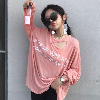 Distressed Letter Long-sleeve T-shirt