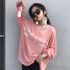 Distressed Letter Long-sleeve T-shirt