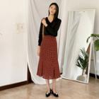 Band-waist Dotted Flare Skirt