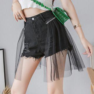 Mock Two Piece Plain Mesh Shorts