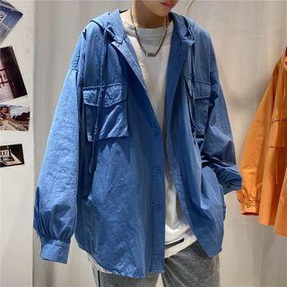 Long-sleeve Pocket Detail Hooded Jacket