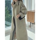 Epaulet Belted Long Trench Coat One Size