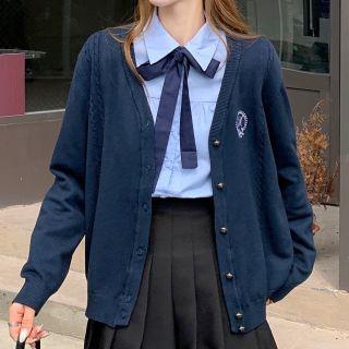 Embroidered Cardigan / Bow Necktie Shirt