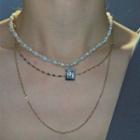 Rhinestone Pendant Freshwater Pearl / Alloy Layered Necklace