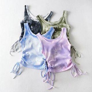 Drawstring Dye Print Tank Top
