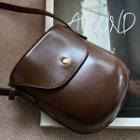 Faux Leather Flap-cover Crossbody Pouch