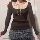 Long Sleeve Mock Two Piece Lace Paneled Top