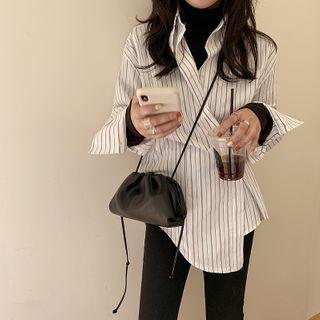 Long-sleeve Striped Asymmetrical Shirt