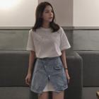Set: Short-sleeve T-shirt + Mini Denim Skirt