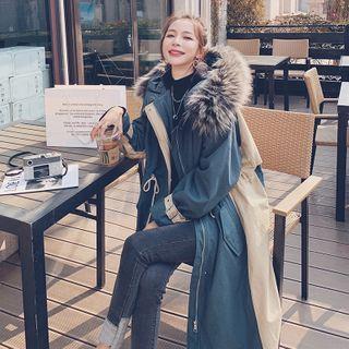 Two Tone Zipped Long Parka