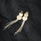 Disc Tassel Earring 1 Pair - 925 Silver - Gold - One Size