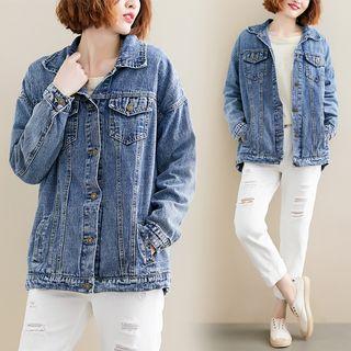 Plain Denim Jacket Blue - L