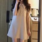 Short-sleeve Faux Pearl Mini Dress