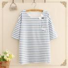 Duck Embroidered Striped Short Sleeve T-shirt