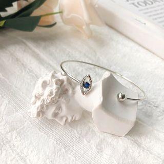 Rhinestone Eye Open Bangle 1 Pc - Rhinestone Eye Open Bangle - One Size