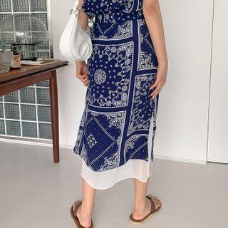 Paisley Layered-hem Long Skirt