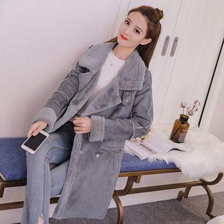 Faux Suede Notched-lapel Coat