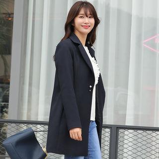 Faux-pearl One-button Coat