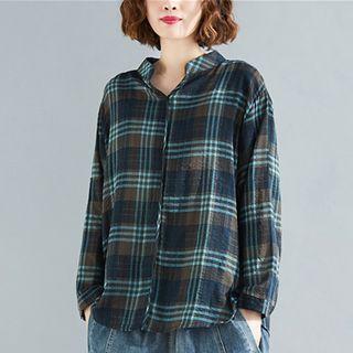 Plaid Shirt Green & Coffee - One Size