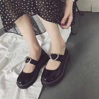 Heart Buckle Mary Jane Platform Shoes