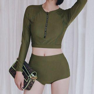 Set: Long-sleeve Zip Swim Top + Bottom