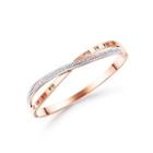 Fashion Temperament Plated Rose Gold Roman Numerals Cross Cubic Zirconia 316l Stainless Steel Bangle Rose Gold - One Size
