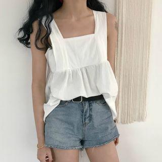 Square-neck Wide Strap Blouse