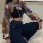 Long Sleeve Tie-dyed Crop Hoodie