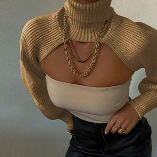 Mock-neck Knit Shrug