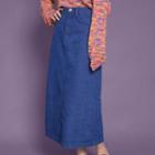Denim Midi Skirt Blue - S