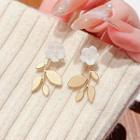 Flower Acrylic Alloy Dangle Earring 1 Pair - White & Gold - One Size
