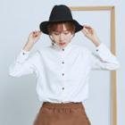 Stand Collar Frill-trim Shirt Off-white - One Size