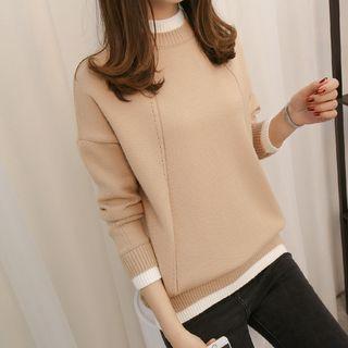 Mock Two-piece Mock-neck Sweater