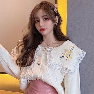 Floral Embroidery Cardigan / Mini Skirt