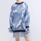 Mock Two-piece Mini Pullover Dress Light Blue - One Size