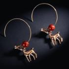 Deer Drop Earring 1 Pair - Hook Earring - Reindeer - Gold - One Size