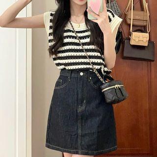 Striped Tank Top / Mini Skirt / Set