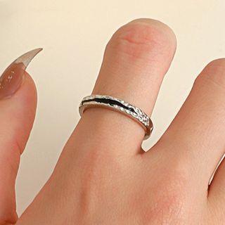 Embossed Alloy Open Ring 1pc - 01 - K2787 - Silver & Black - One Size